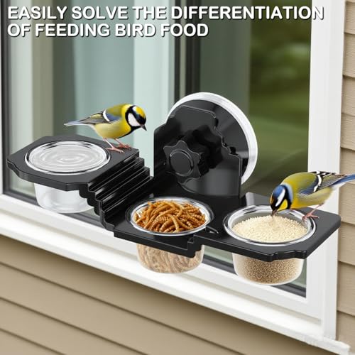Crested Gecko Feeding Ledge with 6 PVC Cups，Strong Suction Reptile Feeder | Easy-Clean Space-Saving Crested Gecko Food & Water Dish, Ideal for Leopard Geckos, Lizards, Spiders ,Snails and Small Birds