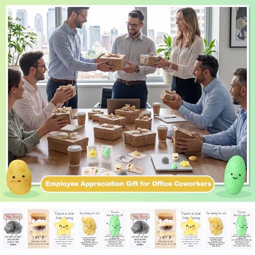 HyDren 60 Set Inspirational Stress Ball Gifts Bulk Back to School Gifts Kawaii Squeeze Stress Relief Ball Employee Appreciation Motivational Cards Cute Fidget Toys for Coworker Adult (Mixed Style) - style: Mixed Style