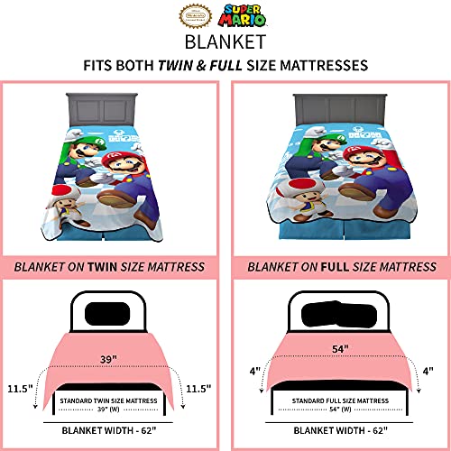 Franco Kids Bedding Super Soft Plush Micro Raschel Blanket, 62 in x 90 in, Mario (Pack of 6) - color: Mario, size: 62 in x 90 in (Pack of 6)