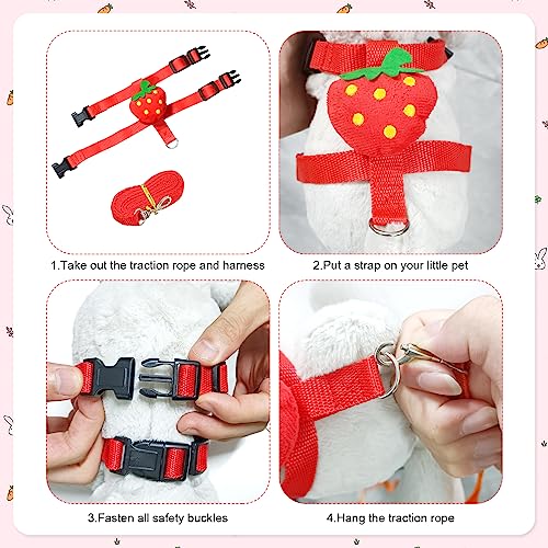 Bunny Harness and Leash for Rabbits,2 Pack Adjustable Bunny Harness,Cute Vest Harness and Leash Set, for Rabbit,Kitten, Puppy, Pig and Small Pet Animals