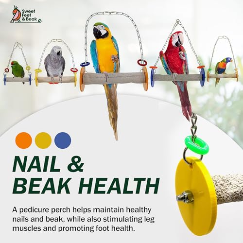Sweet Feet and Beak Roll Bird Swing, X-Large, Outdoor Pedicure Perch, Yellow - color: Yellow, size: 11.5" XLarge