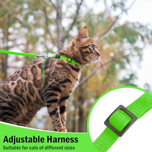 PUPTECK Adjustable Cat Harness and Leash Set Escape Proof Kitten Strap Collar for Walking Travel, Green - color: Green, size: Small