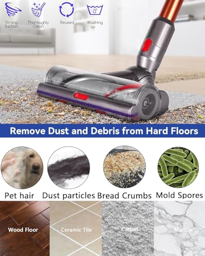 V15 Roller Brush Replacements Parts Compatible with Dyson V15 Detect Cordless Vacuum, V15 High Torque Brush Replacement Accessories, Absolute Spiral Brush attachments for Clean Carpet,Hair Dust - size: V15 Roller Brush