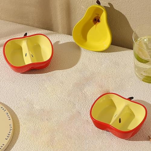 Hamster Food Bowl Ceramic, Cute Apple Pear Banana Shape Small Pet Feeding Dish, Easy to Clean Anti Flipping Guinea Pig Hamsters Food and Water Bowl, Small Animal Bowls for Dwarf, Parrots (Pear) - color: Pear