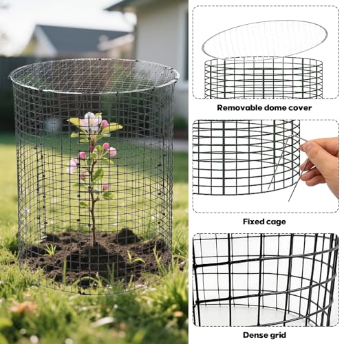 6 Sets of 18'' x 12'' Garden Plant Protectors from Animals with Detachable Covers Metal Plant Cage Chicken Wire Cloche with Ground Stakes and Nylon Tie Wire Plant Cage to Keeping Bunny Animals Out - size: 18x12Inch