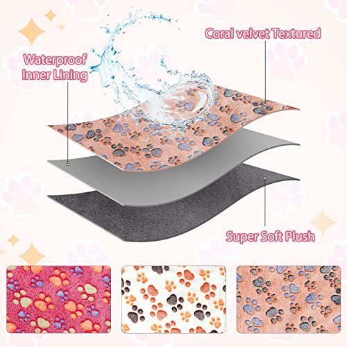 YUEPET Guinea Pig Blankets 3 Pack, Waterproof-Backed Fleece Liners, S | Guinea Pig Fleece Cage Liners, Waterproof Backing, Washable mats, Soft Fleece Surface, 23 x 16 in - color: White+pink+coffee, size: S-23"×16"