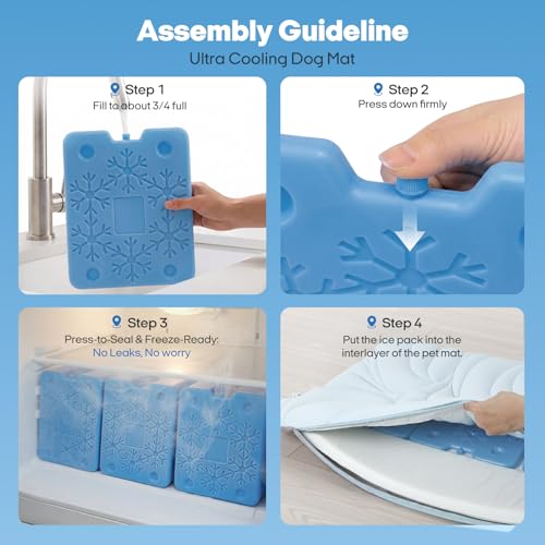 Dog Cooling Mat 5.0 Version Built-in Ice Pack, Long-Lasting Cool | 6–8h Cooling, Ultra Thick Soft Vine Pattern Pet Cooling Mat, Washable Foldable Large Cooling Pad for Indoor, 35" x 27" - color: Baby Blue, size: Large