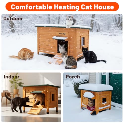 Paw Pal Outdoor Cat House, Outdoor Cat House Weatherproof, Openable Asphalt Roofs, Cat Houses for Feral Cats, Bunnies and Guinea Pigs, Small Animals, Insulated Cat Houses, Small Wooden cat House - style: Small: 20.1" * 16.5" * 16.5"