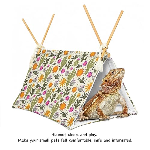 Bearded Dragon Reptile Sleeping Bed Tent Hide Tank Decor Accessories Habitat Shelter for Lizard Bearded Dragon Leopard Gecko (Cactus 1)