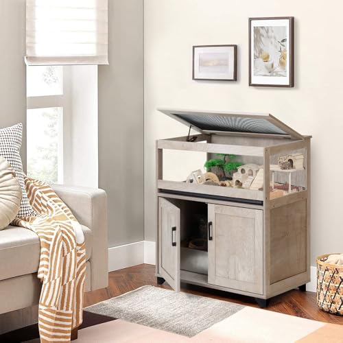 unipaws Hedgehog Cage with Storage Cabinet and Tray, Hamster Cage | Small Animal Cage, Clear Transparent PVC Visual Enclosure - size: 34"H