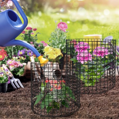 5 Pack Plant Protectors from Animals, 13x12" Plant Cages for Outdoor Plants | Wire Plant Protector, Thick Metal, Non-deformable, Free-Cut, Cap-less Design, Plant Protection Cage to Keep Animals Out - size: 5 PACK-13x12inch