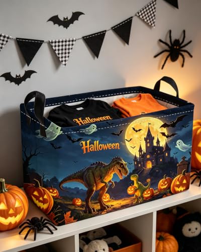 Essme Rectangular Dinosaur Basket,Kids Storage Bins Organizer with Handles for Halloween Room Decor, Gift Basket,Shelf Basket.(Real Dinosaur) - color: Fangzhenkl