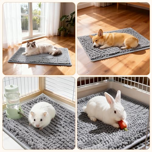 6 Pcs Guinea Pig Cage Liner, 20x12 Inch Washable Fleece Bedding Mats | Reusable Guinea Pig Bedding & Pee Pads for Small Animals, Rabbit - color: Gray, size: 20x12 Inch