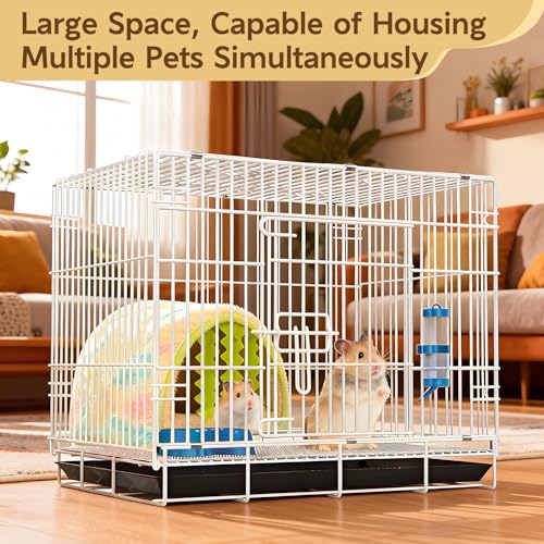 Small Animal Cage Indoor, Hamster Cage with Water Bottle & Food Bowl & Washable Small Nest, Guinea Pig Cage for Ferret, Chinchilla, Bunny, Kitten, Hedgehog, Squirrel, Rat, Rabbit