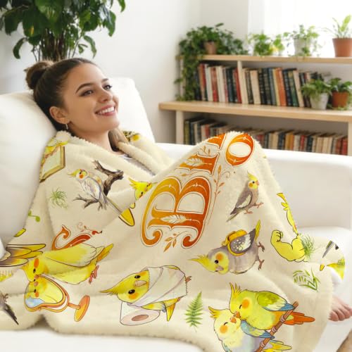 Parrort Bird Blanket Gifts for Girls Women Parrort Lovers Soft Warm Flannel Cockatiel Throw Blanket Cute Birthday Gifts Decor 50"x40" - color: Yellow Parrot