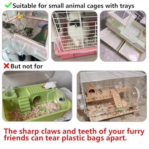 Tfwadmx 100 Pcs Disposable Rabbit Cage Liner, 27"x19" Clear Plastic Bunny Cage Tray Liners,Guinea Pig Toilet Film Liner Bag for Ferret,Hamster,Hedgehog,Birds and Small Animals