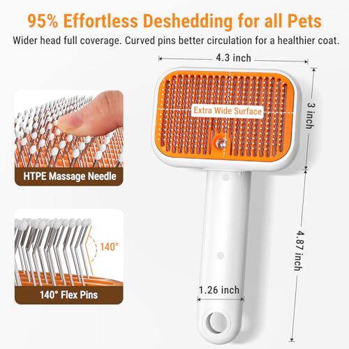 3-in-1 Pet Grooming Brush with Cool Mist & Self-Cleaning Deshedding Tool for Dogs Cats, Extra Wide Comb, Visible Water Window, Gentle for All Coats & Sensitive Skin - Ideal for Spring Shedding