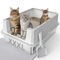 FURTIME Stainless Steel Cat Litter Box, Extra Large Cats Metal Litter Box | High-Sided Open-Top Easy-Clean Litter Pan for Multi-Cat Home, Non-Stick, Anti-Leakage, Comes with Scoop & Mat, 28"×20"×12.2" - color: Silver, size: XXX-Large