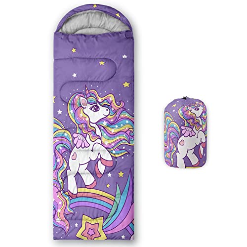 QOOMO Camping Sleeping Bags,3 Season Warm & Cool Weather,Lightweight,Waterproof Sleeping Bags for Adults & Kids,Traveling,and Outdoors,Camping Gear Equipment - color: Unicorn 7
