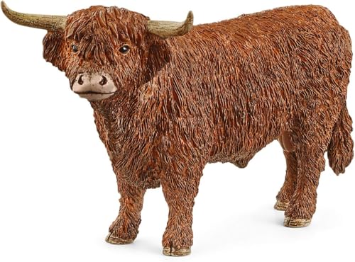 Schleich Farm World Realistic Highland Bull Cow Animal Figurine - Highly Detailed and Durable Farm Animal Toy, Fun and Educational Play for Boys and Girls, Gift for Kids Ages 3+ - style: Highland Bull