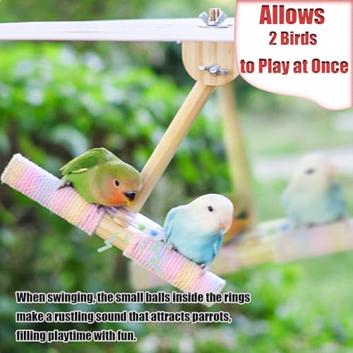 Bird Swing for Cage,Rust Sound Interactive Hanging Bird Toy Perch,Wooden Exercise Cockatiel Toys,Bird Cage Accessories Perch,Parrot Perch Stand for Conure,Budgie,Cockatiel,Lovebird,Canary,Finch - color: Perch