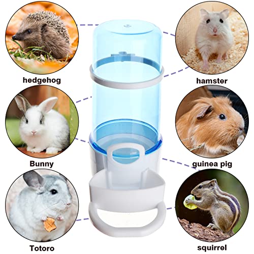 2 Packs Pet Feeder and Waterer, Self Dispensing Automatic Hamster Feeder, Food and Water Dispenser Set,Small Animal Dog Cat Pet Food Bowl, for Dogs Cats Pets Animals, 16x14cm, Blue (Blue) - color: Blue