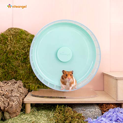 Niteangel Super-Silent Hamster Exercise Wheels: Quiet 11 inch Running Wheel | Can 11.6-15.4" Adjustable Height - No Bend Back Spinner Running for Dwarf Syrian Hamster Gerbils Mice Or Other Small Animal - color: Mint Green, size: Large