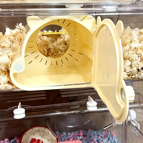 Magnetic Hamster Hideout with Clear Viewing Lid, Mount Hamster House for Syrian Hamsters, Dwarf Hamsters, Gerbils,Mice, Small Animal Hideaway Hut for Acrylic & Wire Cages,Black Emoji4319-4 - color: Black Emoji