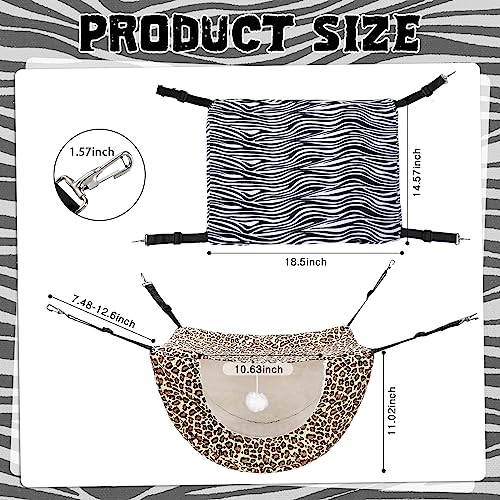 Unittype 2 Pieces Cat Cage Hammock Hanging Pet Bed Double Layer Soft Plush Hanging Pet Comfortable Hammock Bed for Indoor Kitten Ferret Hamster Rabbit or Small Animals, 2 Styles(Leopard) - size: Leopard