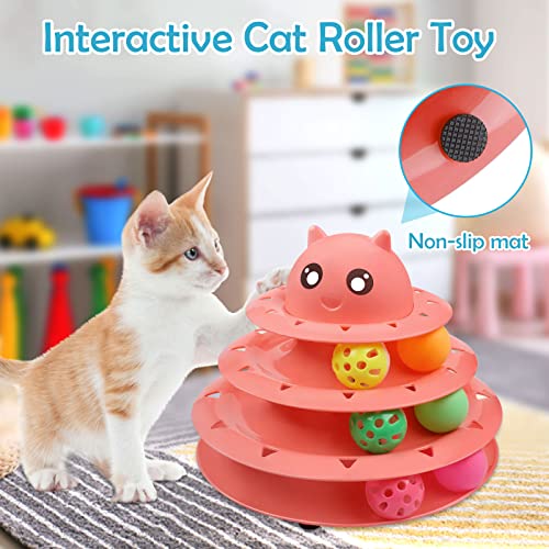 UPSKY 20 PCS Cat Toys Set with Teaser, Mice, Spring, and Various Ball Toys | Puzzle Kitten Toys, Sturdy Structure, Detachable Design, Easy to Assemble, Anti-Slip, Reduces Boredom for Indoor Cats - color: B-20PCS-Red