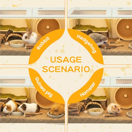 Wooden Hamster Cage Chewproof, Large Hamster Cages and Habitats, Small Animal Habitat with with Double Openable Acrylic Sheet Doors for Gerbil, Degus Mice, Guinea Pig, Rat& Other Small Pets（32in）
