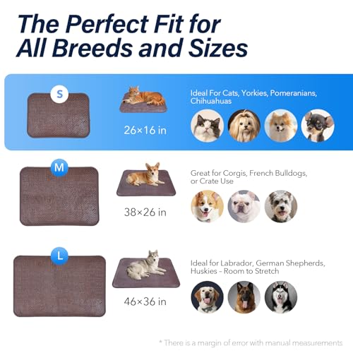 Cooling Mat for Small Dogs & Cats, 16"x26", S | Chew-Resistant & Non-Slip, Cool-to-Touch, Easy Clean, Foldable & Portable for Indoor Outdoor Crate Car Use - size: S 16"x26"