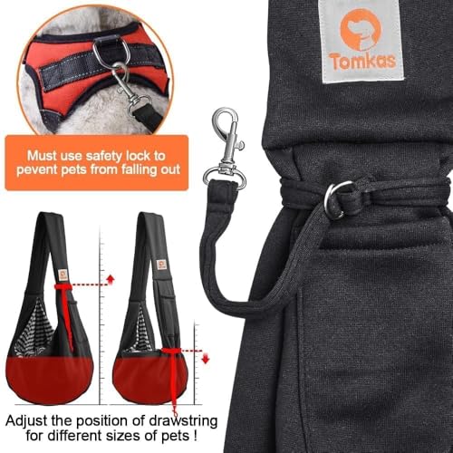 Tomkas Small Dog Sling Carrier - Classic Pocket & Classic Strap - Wrap Carrier - for 3-10 lbs Pets(Black) - color: Black