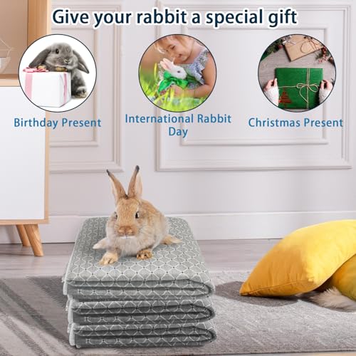kathson 3 Pcs Rabbit Cage Liners Washable 31"x47" Reusable Guinea Pig Cage Liner Soft Bunny Floor Mat Non-Slip Rabbit Rug Super Absorbent Bunny Carpet for Hamsters Ferrets All Small Animals - size: 31" x 47" - 3pcs