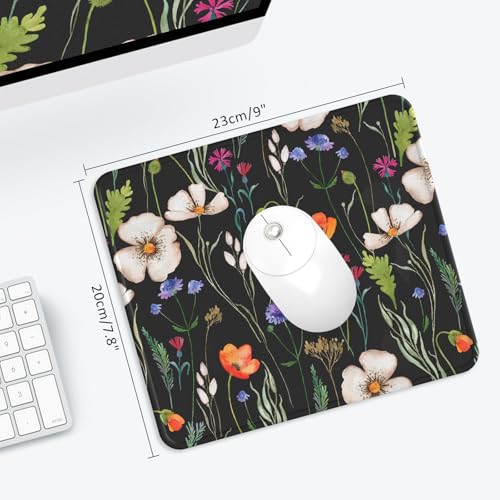 Mouse Pad with Stitched Edge, Multiple Patterns Computer Mouse Pads with Non-Slip Rubber Base, Washable Cloth Mousepad, for Gaming, Laptop, PC (Wildflower Night) - color: 29Wildflower Night