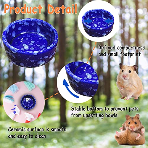 kathson 2 Pcs Hamster Food Bowl Guinea Pig Ceramic Water Bowl Small Animal Feeding Dish for Dwarf Hamster Gerbil Syrian Ferret Hedgehog Chinchilla Bunny (Navy)… - color: Navy, size: 2Pcs:S