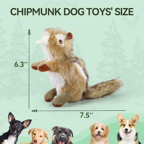 ALL FOR PAWS Squeaky Dog Toys, Plush Dog Toy, Stuffed Animal Dog Toys for Small Medium Large Dogs, Soft Chipmunk Toy with Squeaker - color: Chipmunk(S)