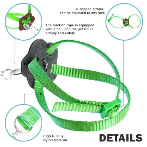 2 Pack Adjustable Hamster Leash Harness for Harness for Ferret Baby Rabbit Hamster Rat Mouse Leash Lead with Bell (Green) - color: Green