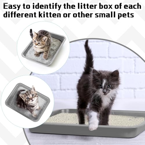 Tessco for you 8 Pcs Kitten Litter Box 11 x 8.5 X1.2 Inch Plastic Portable Small Litter Pan Low Entry Waterproof Bunny Cat Shallow Tray Travel Toilet for Kitty Guinea Pig Rabbit Small Pet(Gray) - color: Gray