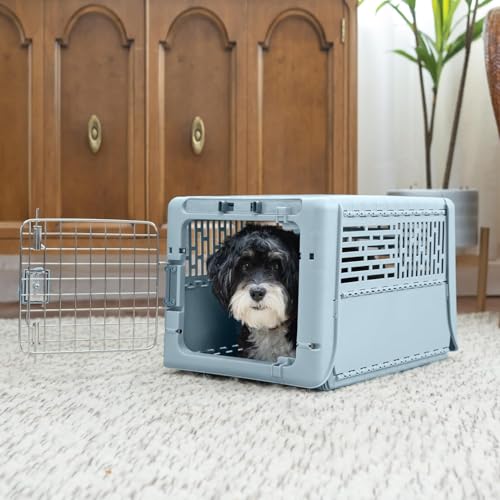SportPet Designs Collapsible X-Small Pet Travel Carrier (Blue), Hard-Sided Kennel for Small Dogs, Puppies, Cats, Kittens, Animals up to 20lbs, Washable Home & Outdoor Pet Crate, 19.6"L x 13.5"W x 12"H - color: 19" X-Small (Blue)