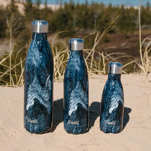 S'well Azurite Marble Water Bottle - 9 oz, Stainless Steel, Triple-Layered Vacuum Insulated, Keeps Drinks Cold 24 Hrs and Hot 12 Hrs, BPS-Free, No Condensation - color: Azurite Marble, size: 9 Ounces