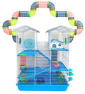 5-Level Large Crossover Twin Towner Tube Tunnel Habitat Hamster Rodent Gerbil Mouse Mice Rat Cage (Blue) - color: Blue, size: 31.0"L x 14.5"W x 33.0"H