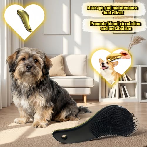 Pet Grooming Glove & Brush 2-in-1 - Gentle Deshedding, Detangling, and Massage for Cats/Dogs, Reduce Shedding & Hairballs, Wet/Dry Use，Ergonomic Massage Deshedding Tool