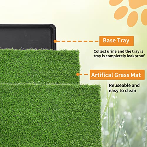 LOOBANI Large Dog Grass Pad with Tray - 47.6×29in for Balcony Apartment | 2 Replacement Fake Grass Pads, Easy to Clean, Dog Litter Box, Balcony/Apartment/Indoor/Outdoor Use - size: Tray Potty 47.6*29inch