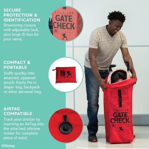 J.L. Childress Disney Baby Gate Check Travel Bag for Umbrella Strollers - color: Mickey Red