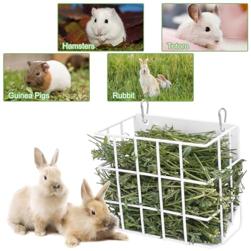 Rabbit Hay Feeder with Heavy-Duty Metal Frame Rabbit Hay Holder, Bunny Hay Feeder Guinea Pig Hay Holder,for Rabbits Guinea Pigs Bunny Chinchillas and Small Animals (White) - color: White, size: 1 piece