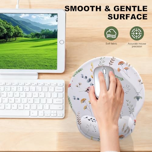Flowers Mouse Pad with Gel Wrist Support, Smooth Surface Ergonomic Mouse pad, Non-Slip Pain Relief Desk Mat for Gaming, Work & Office Desktop 1 - color: Flowers 1
