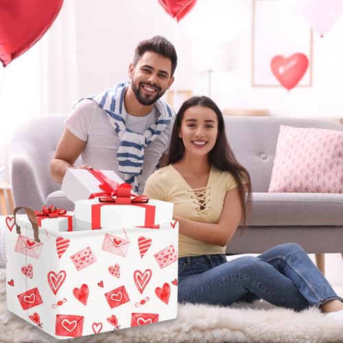Valentines basket,Pink Heart Basket,Collapsible waterproof nursery laundry basket,Pink girls gift baskets,Valentine's Day room decor(Envelope heart) - color: Envelope heart