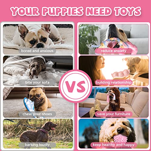 ABRRLO 6 Pack Puppy Teething Toys Cute Pink Puppy Chew Toys for Teething Small Breed Dog Chew Toy Interactive Pet Toy Set for Puppies to Keep Them Busy Soft Durable Small Breed Doggy Chewing Ball - color: Pink