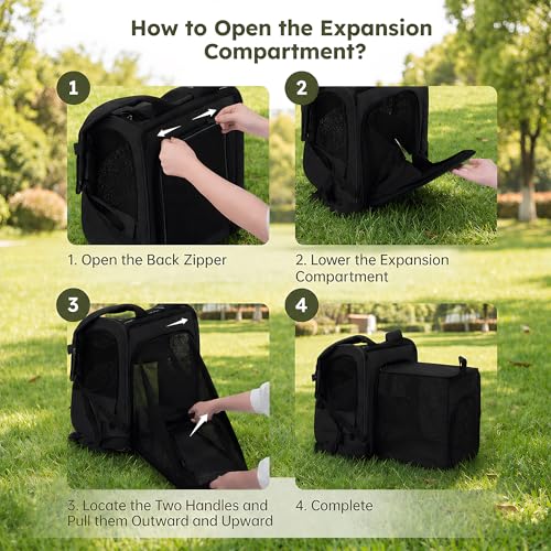 Expandable Cat Backpack Carrier Airline Approved Pet Travel Backpack with Breathable Mesh, Large Space, Safety Leash, Comfortable Padded Straps, Foldable Soft Pet Carrier for Hiking Vet